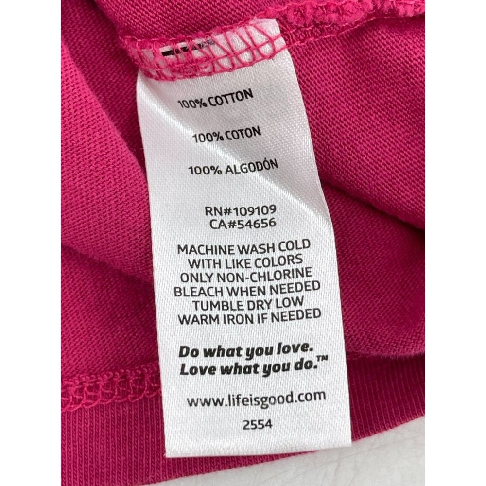 Life is Good Wine Glass Pink Short Sleeve Graphic Print T Shirt Tee Size Small - Picture 9 of 12